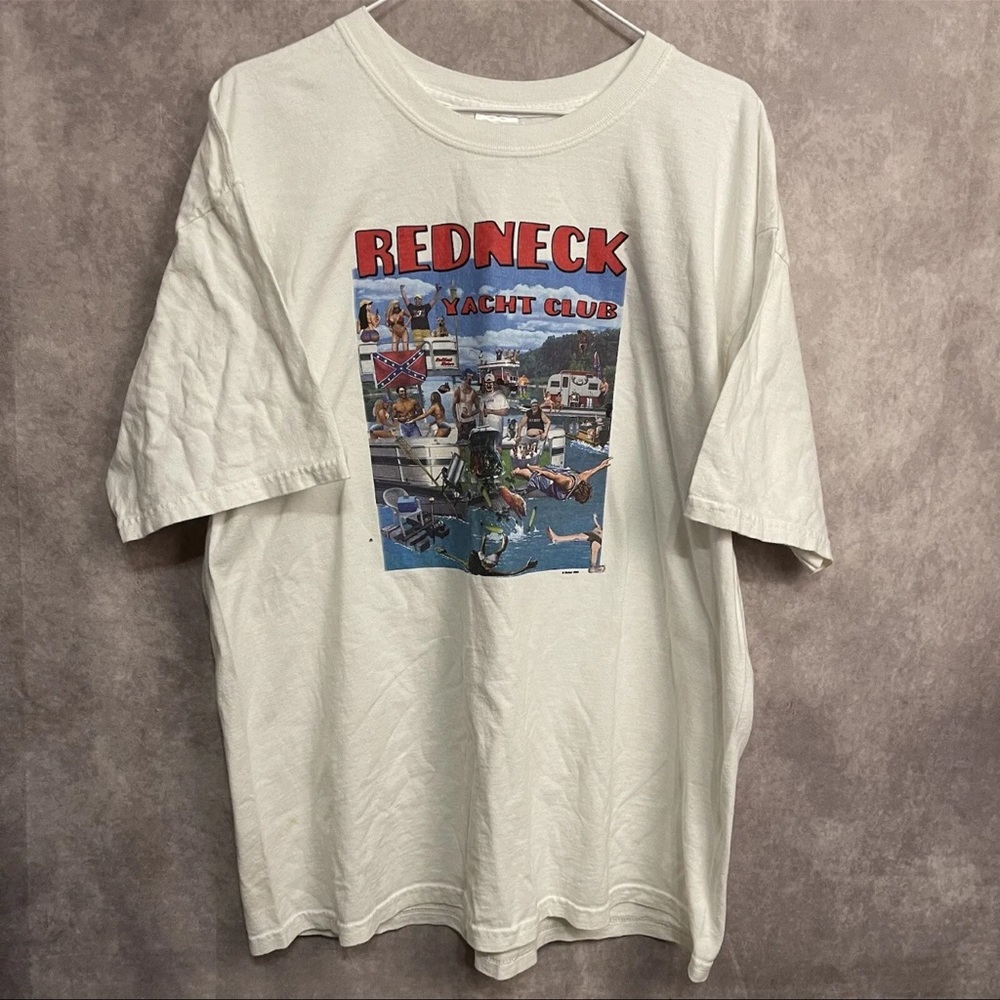 Vintage 2005 Redneck Yacht Club Funny Comedy Party Graphic T-Shirt Adult Size XL